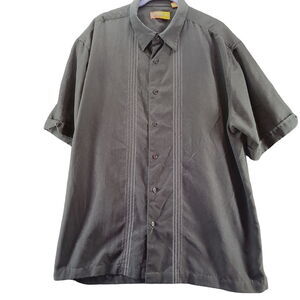 Chispa Mens Button Up Shirt Black Size XL 100% Polyester Short Sleeve